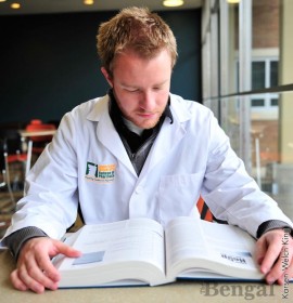 Matthew Lorcher, College of Pharmacy student, hits the books.