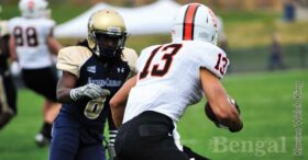 Rodrick Rumble, 13, goes for a first down against Northern Colorado.