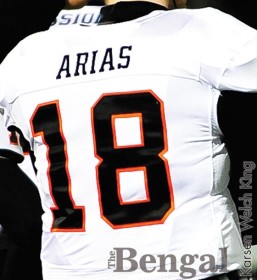 Justin Arias, 18, will be replacing Kevin Yost as quarterback for the upcoming 2013-14 football season.