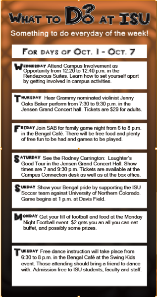 What to Do at ISU: Oct. 1 - Oct. 7