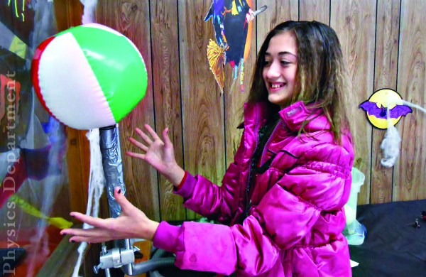 Part of the exhibit demonstrated a wind tunnel.
