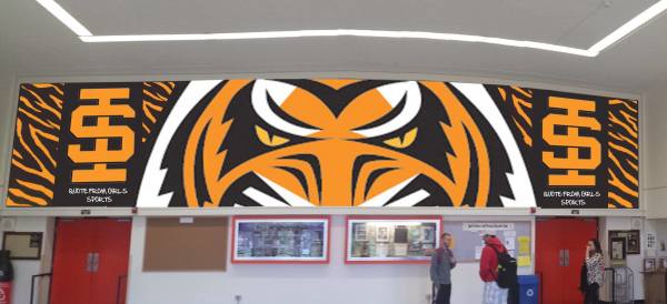 The Bengal graphic above the Reed Gym entrance is estimated to cost approximately $6,500 not including mounting and lighting, according to O’Neil.