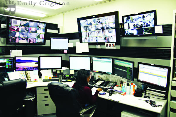 Dispatch and monitoring areas inside Public Safety offices at ISU.