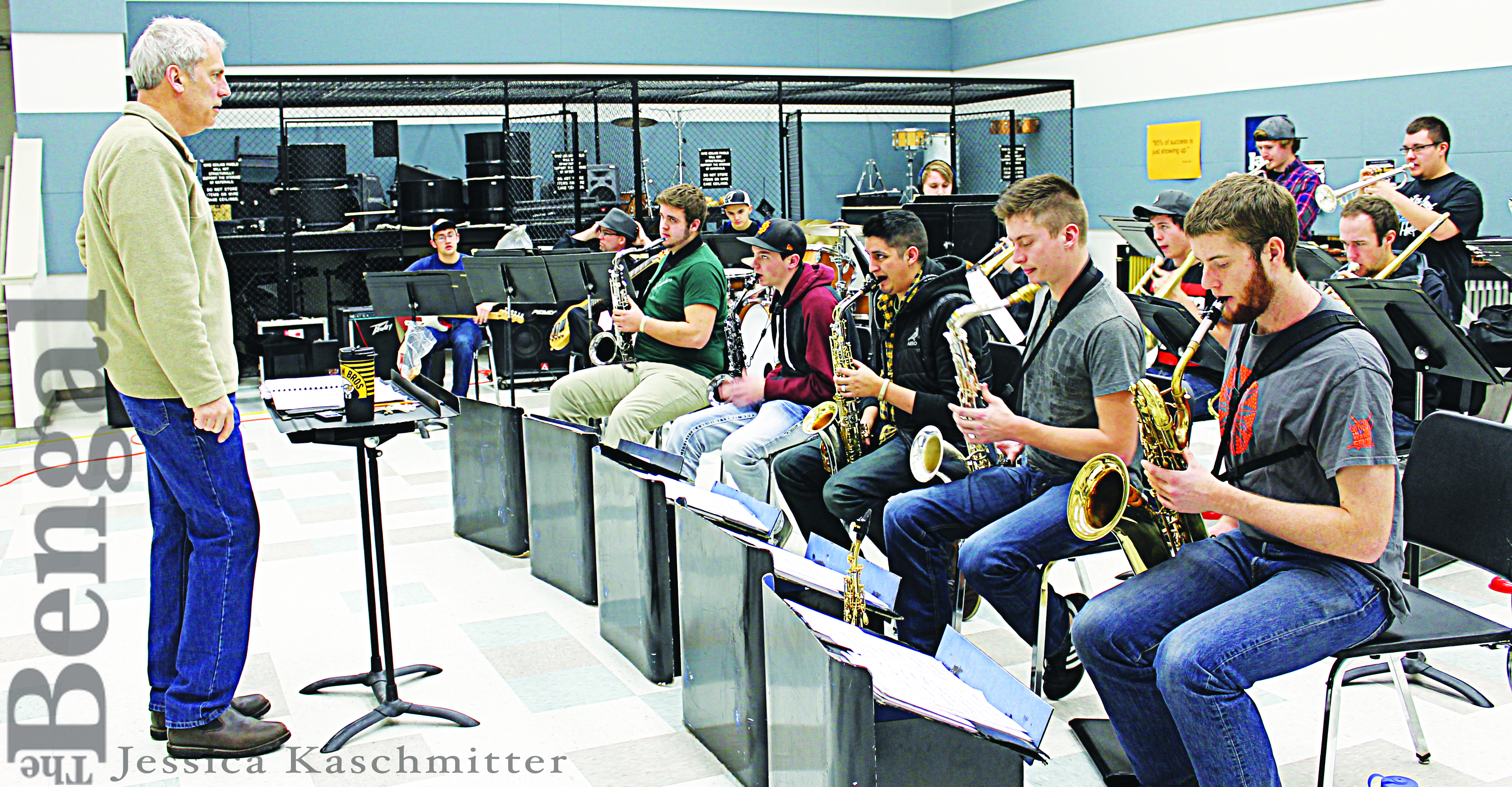 Patrick Brooks and the ISU Jazz Band during practice.