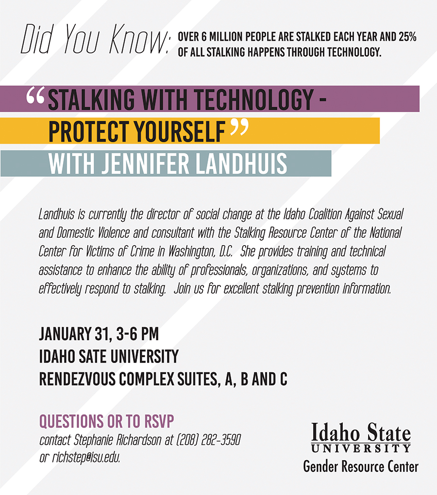 'Stalking with Technology' presentation flyer