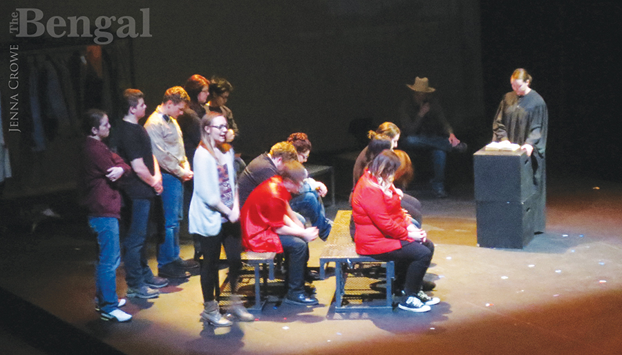 Actors and actresses on theater stage