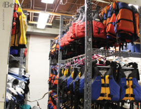 Racks of life vests.