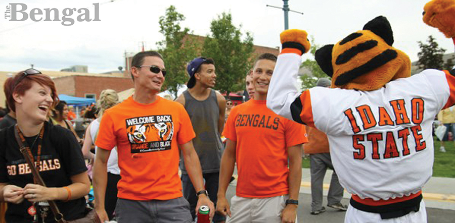 Students celebrating with Benny