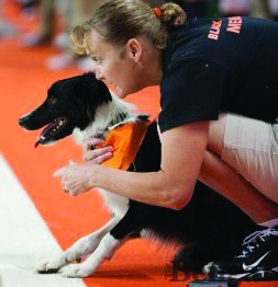 Bristol and trainer Caroline Faure on the sideline.