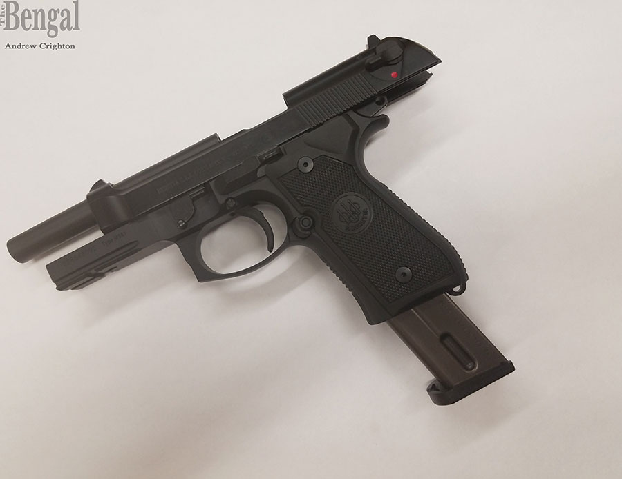 A Beretta M9a1 model pistol.