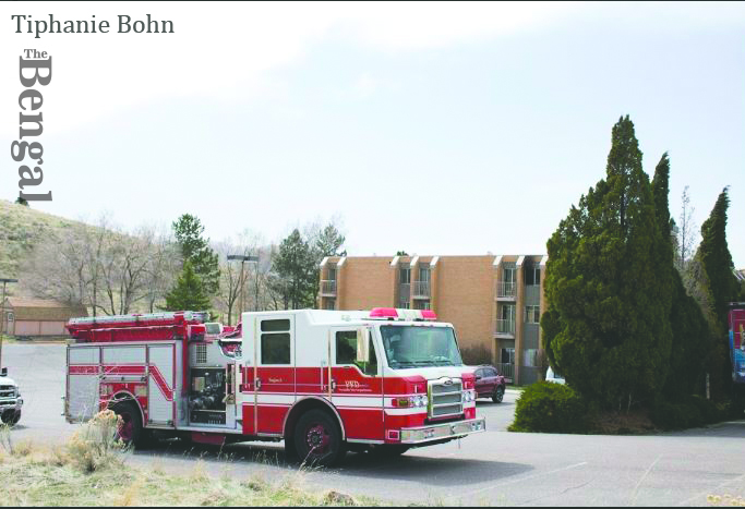 Fire truck in front of Schubert Heights