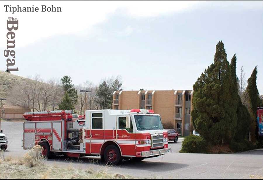 Fire truck in front of Schubert Heights