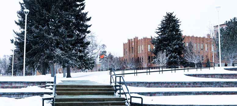 ISU Quad covered in snow.
