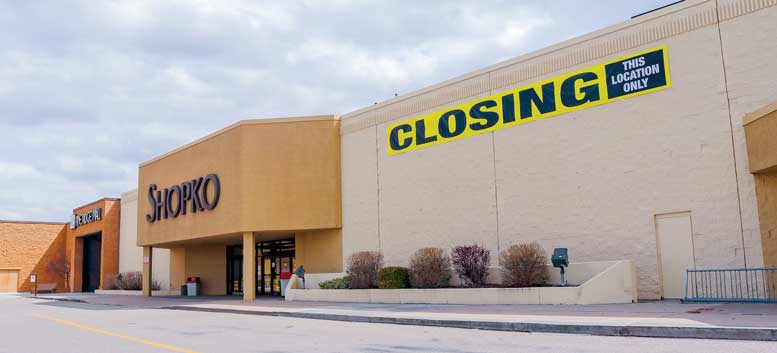 Closing Shopko storefront at Pine Ridge Mall