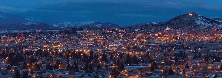 Butte at night