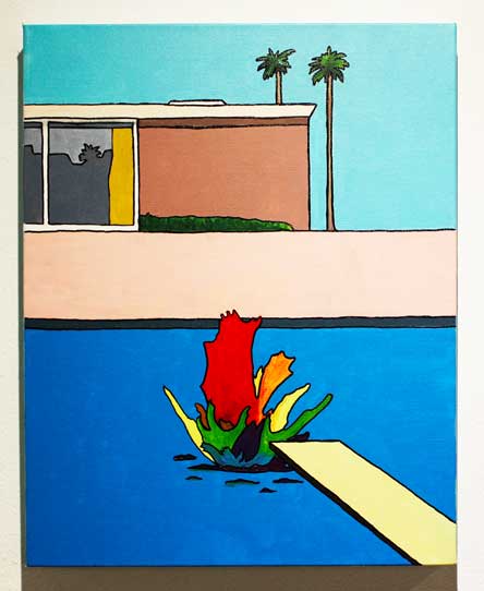 Rainbow splash into a pool