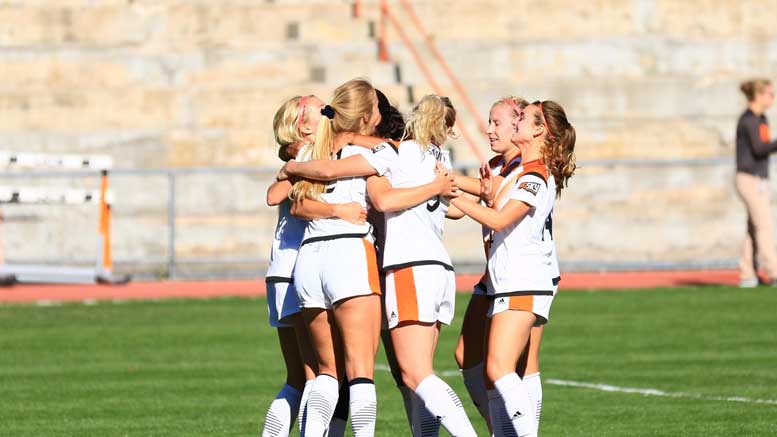 ISU soccer team hugs