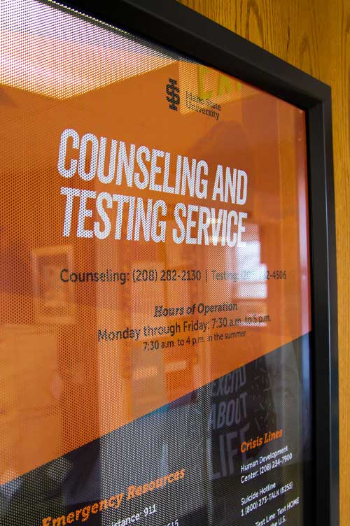 Outside sign for Counseling and testing center