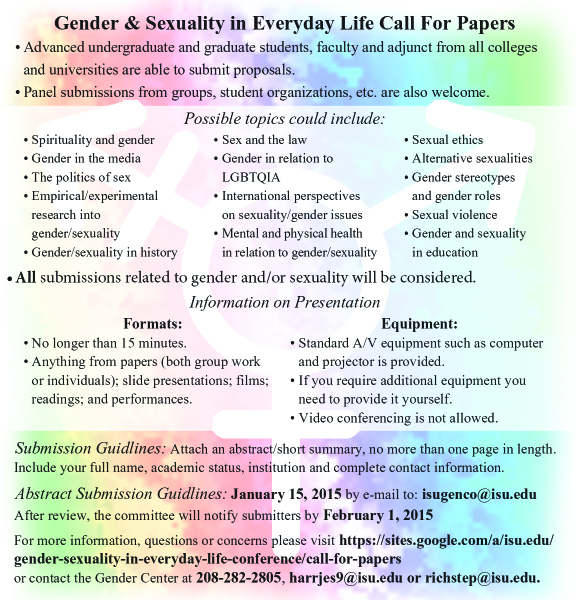 DIFFERENTIAL DIVERSITY: GENDER AND SEXUALITY CONFERENCE COMING TO ISU MARCH 2015