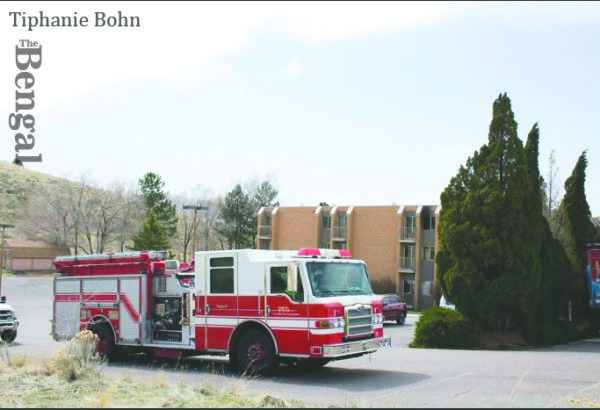 Fire truck in front of Schubert Heights