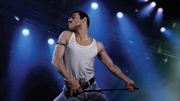 Rami Malek as Freddie Mercury in Bohemian Rhapsody.