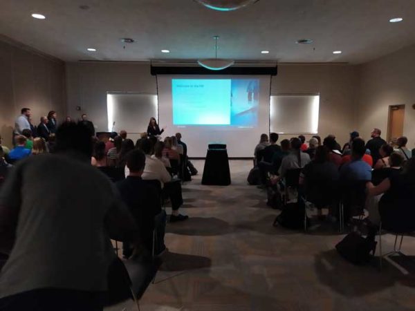 Students sit in room for FBI presentation