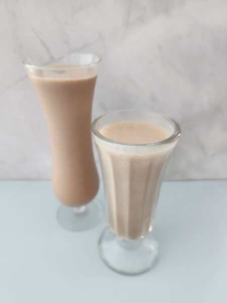 Two glasses of Choc-nut Sunday Sipper.