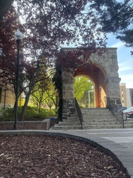 Photo shows the Swanson Arch.